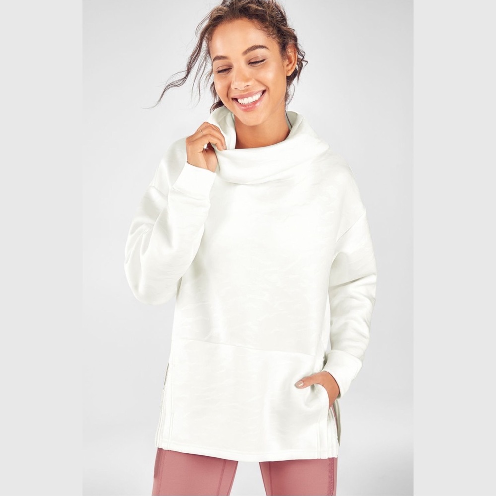 Fabletics White Camo Hoodie Lg